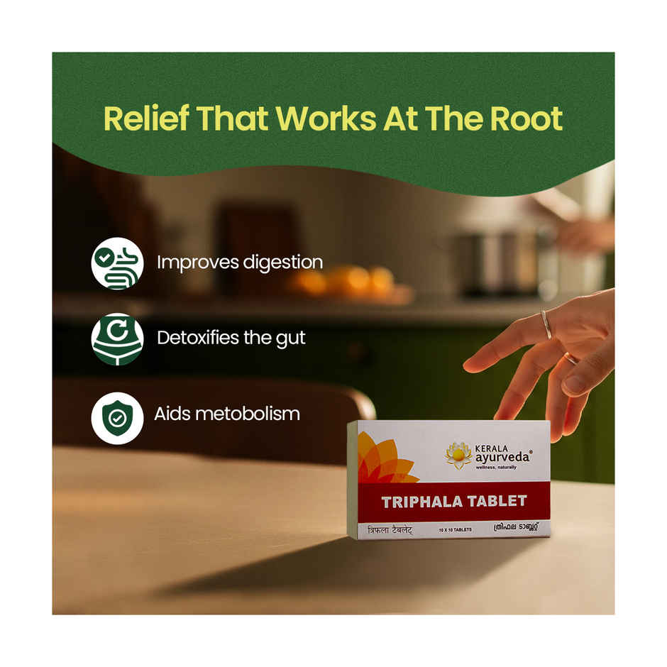 Kerala Ayurveda Triphala Tablets | Ayurvedic Gut Health & Constipation Relief | Supports Digestion