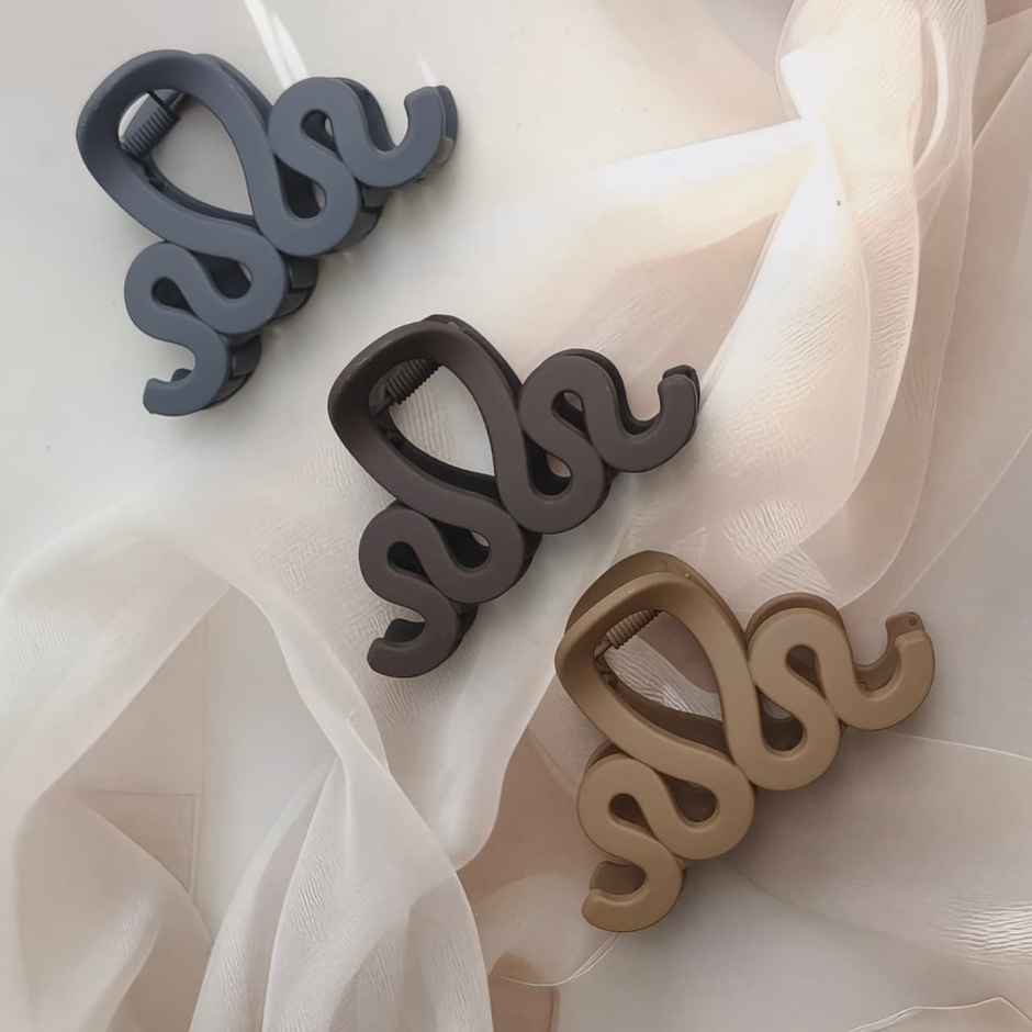 The Opal Factory Hair Accessories | Wavy Hair Claw Clips | Grey Khaki Brown