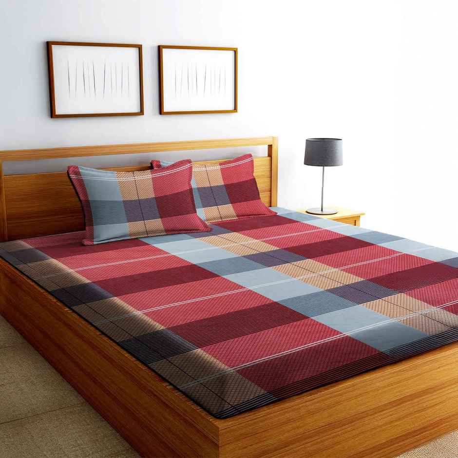 Dream Living Microfiber | 135 Gsm Double Bedsheet With 2 Pillow Covers | Red