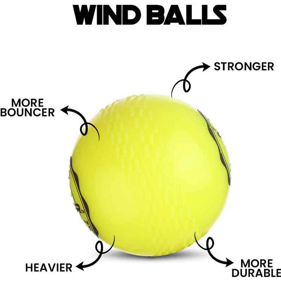 Mayor Cricket Wind Ball For Indoor & Outdoor Street Cricket Rubber Ball (Lime Green)