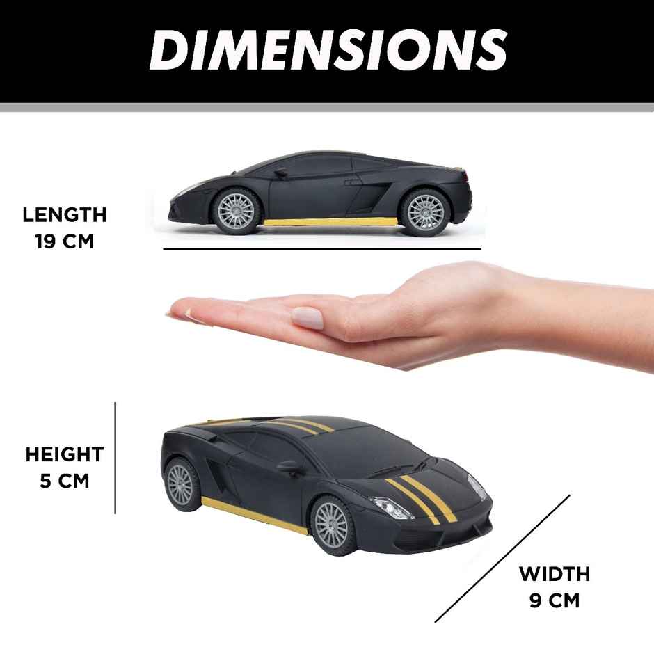 Race N Roll 1:24 Rechargeable Hi Speed Mini Remote Control Car - Lam Black Mat With Gold Strips