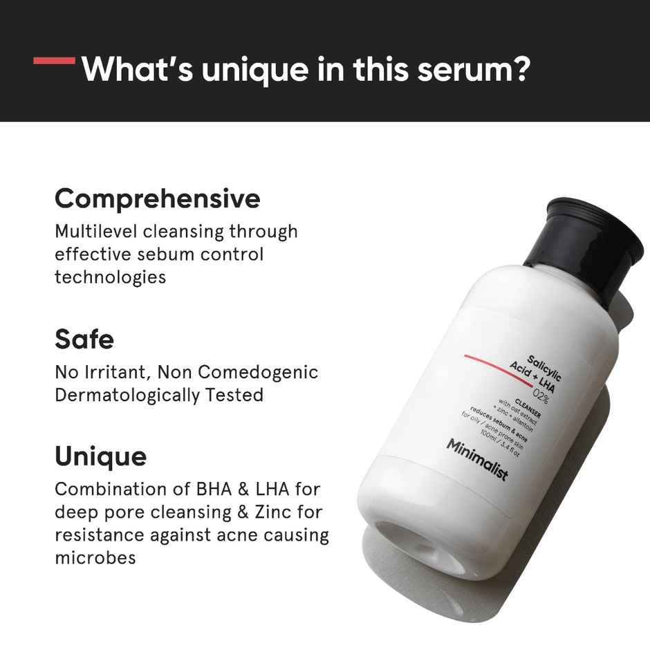 Minimalist Anti-Acne 02% Salicylic Acid + LHA Face Cleanser Face Wash | Combo