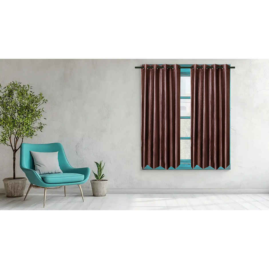 Antzco Plain Brown Window Curtain 5 ft x 4 ft | Pack of 2 | WC10