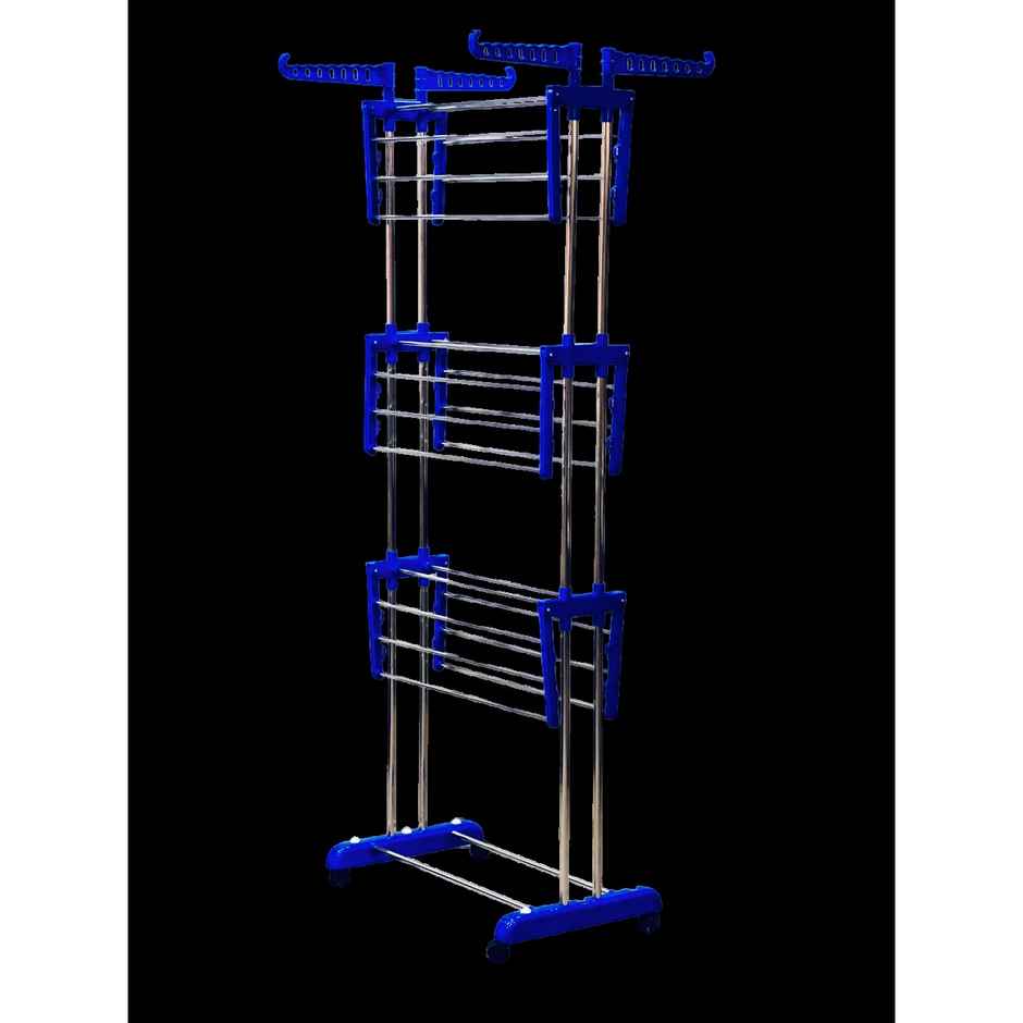 TNC Blue Double Poll 3 Tier Stainless Steel Cloth Dryer Stand