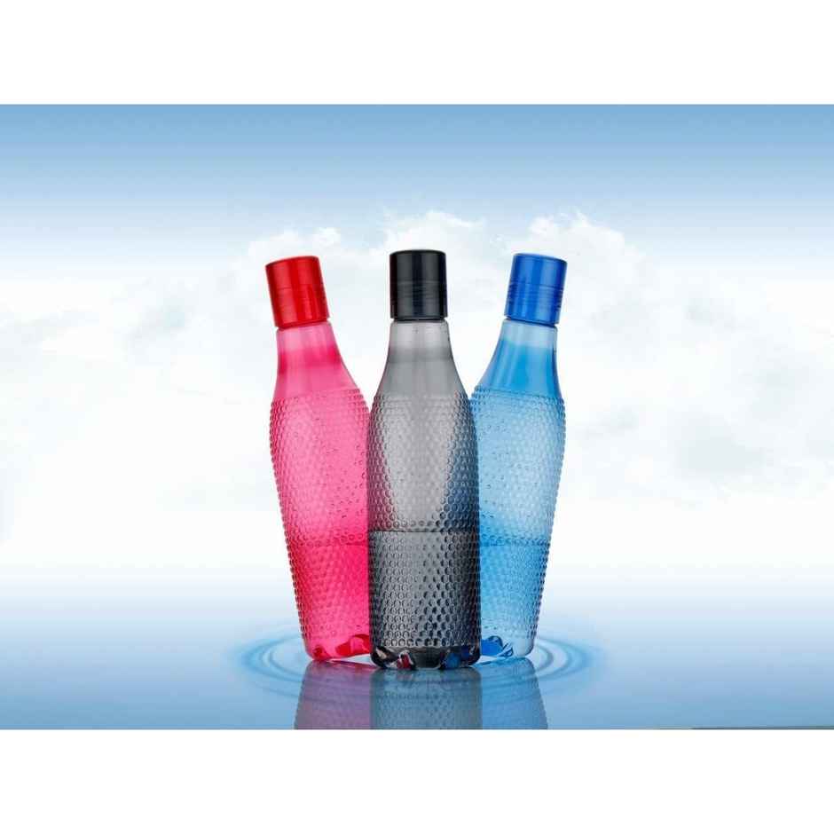 2Mech Plastic Stylish Bubble Design Water Bottle | Black, Blue, and Pink | 1 L