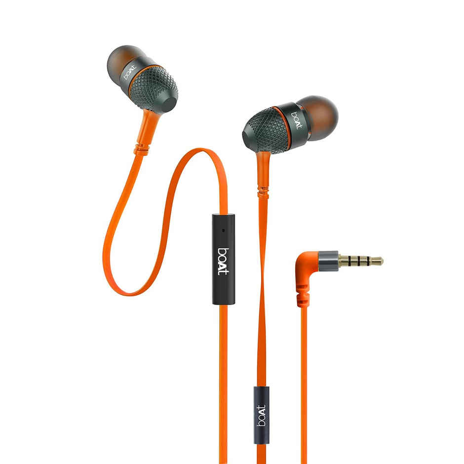boAt Bassheads 180 in ear Earphones w/ Super Extra Bass One Button Mic & Tangle Free Cable (Orange)