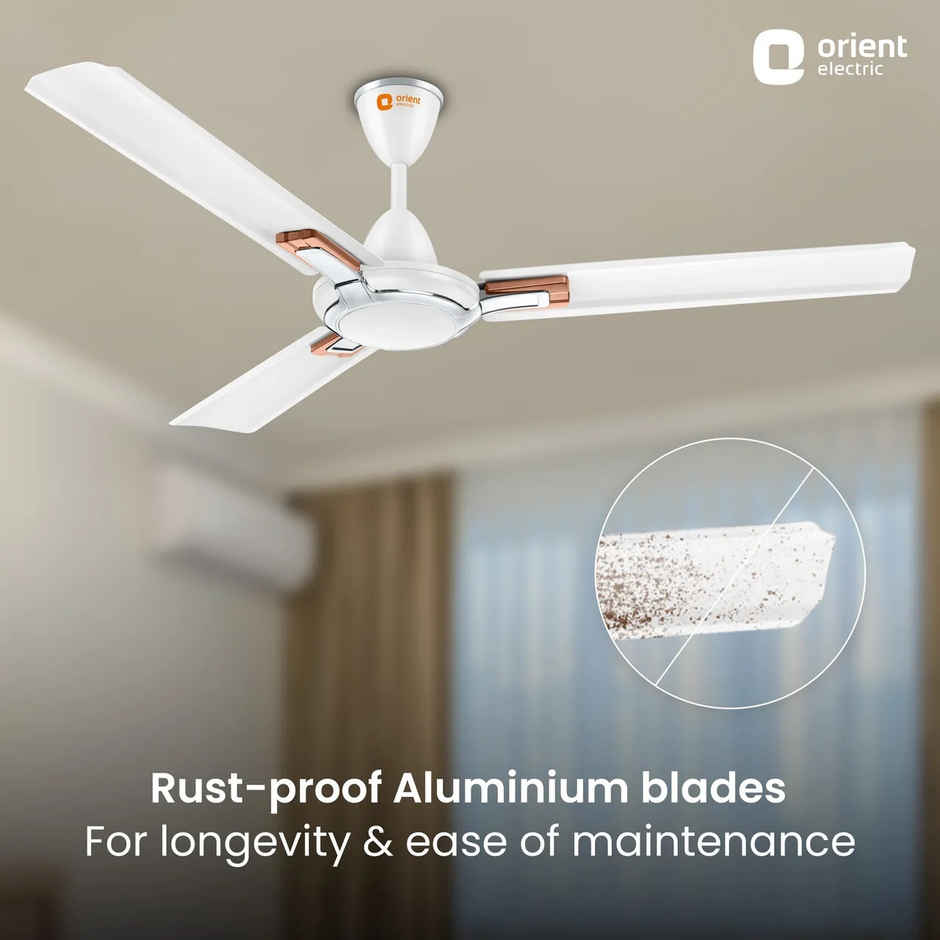 Orient Electric Apex Prime Ceiling Fan, 1200mm, 350 RPM ,Rust-proof Aluminium blade, White