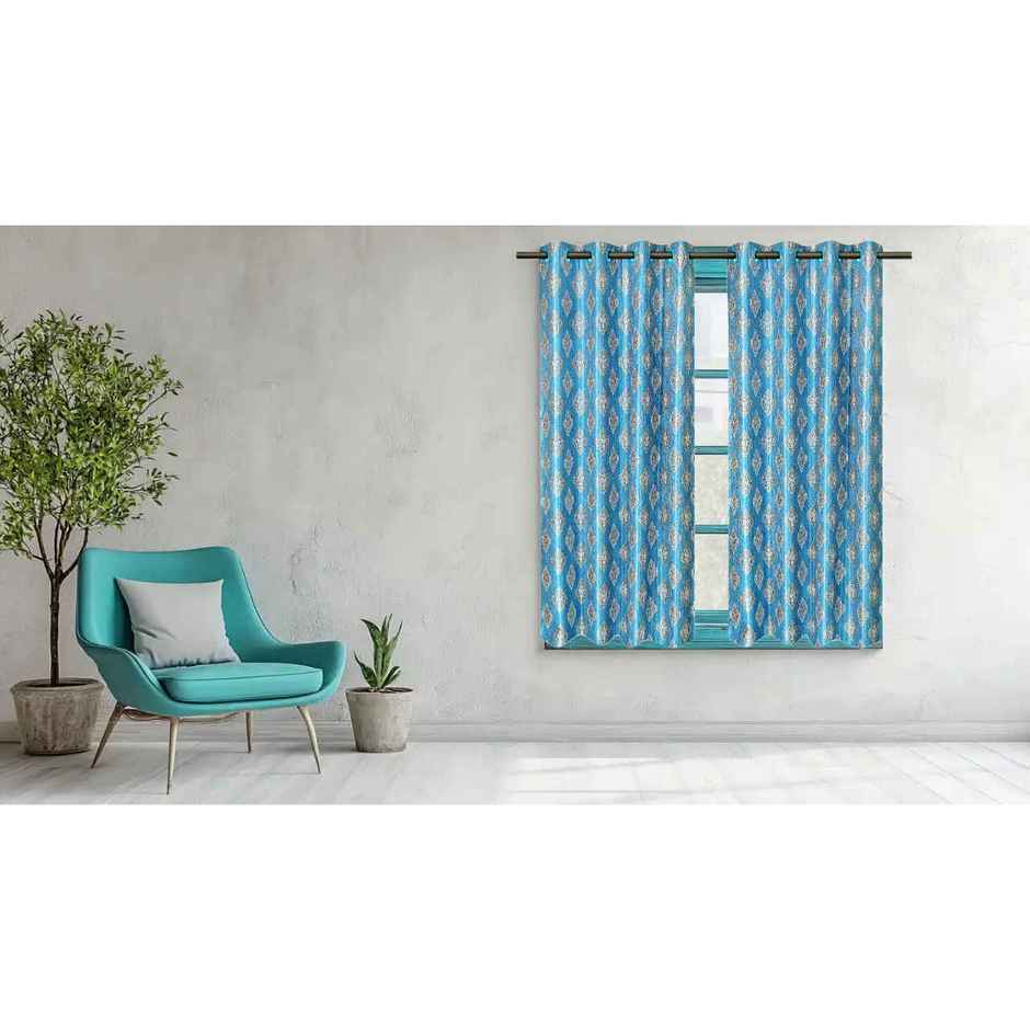Antzco Blue Window Curtain Crazy Print 5 ft x 4 ft | Pack of 2 | WC04