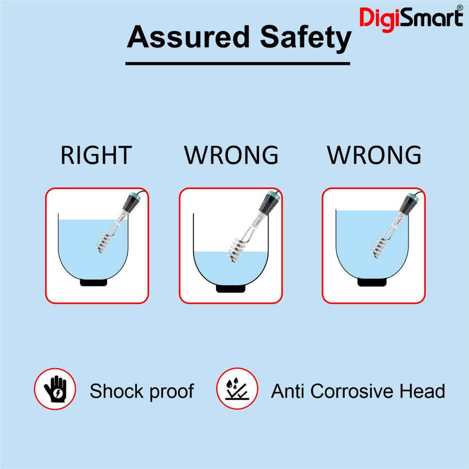Digismart 2000 Watts Water Proof/Shock Proof Immersion Water Heater - Black