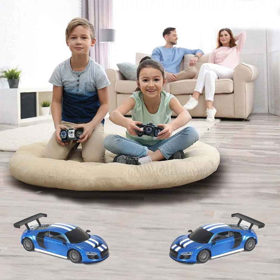 Race N Roll 1:24 Rechargeable Hi Speed Mini Remote Control Car - Aud New Mas Blue & White