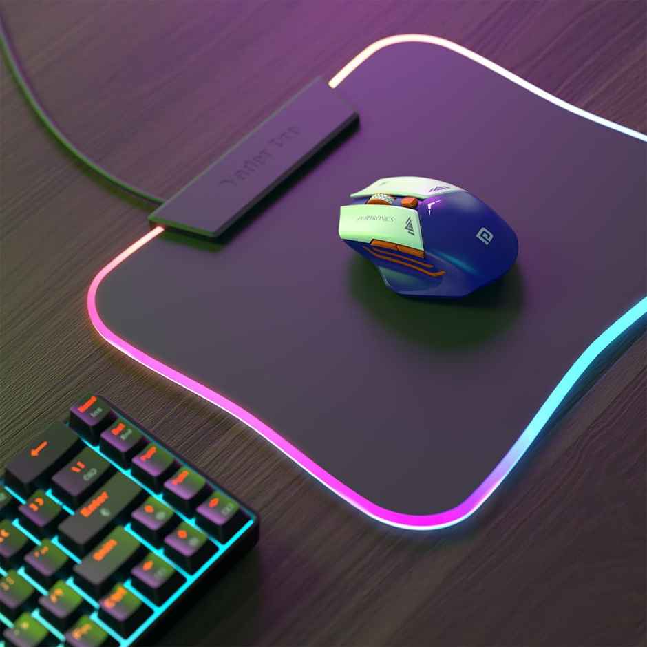 Portronics Vader Pro Wireless Gaming Mouse with 2.4 GHz Receiver, 6 Buttons, Thumb Support, High-Precision Tracking, Ergonomic Comfort, Adjustable Optical DPI for Laptop, PC, Mac - Indigo Blue