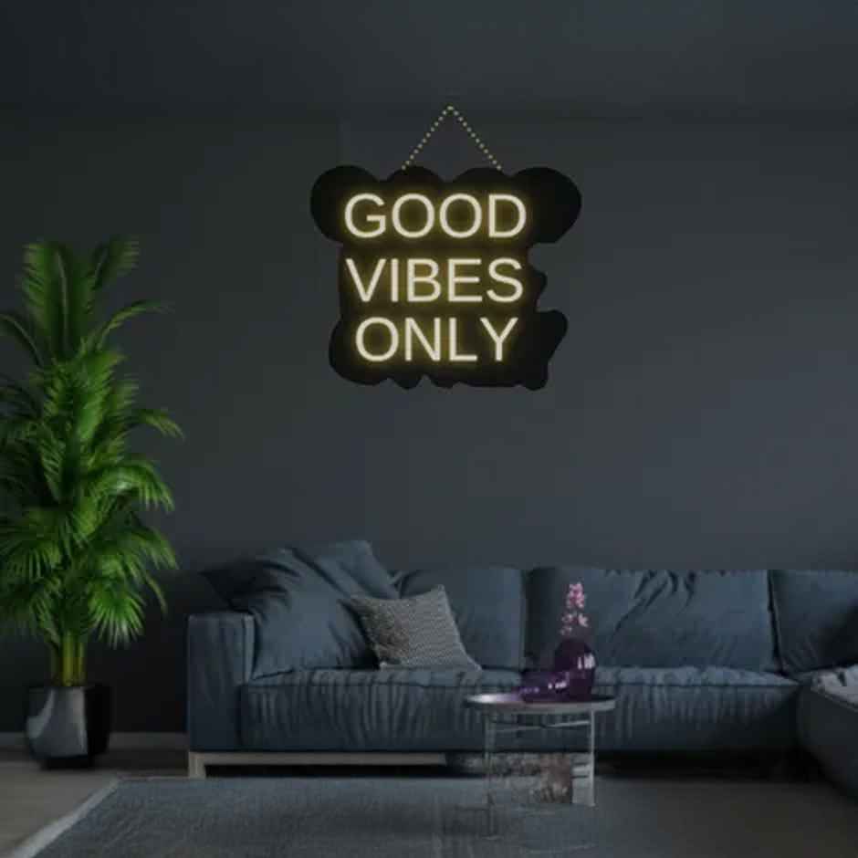 Desidiya Good Vibes Only Neon Sign - LED Decorative Wall Light,Motivational Aesthetic LED