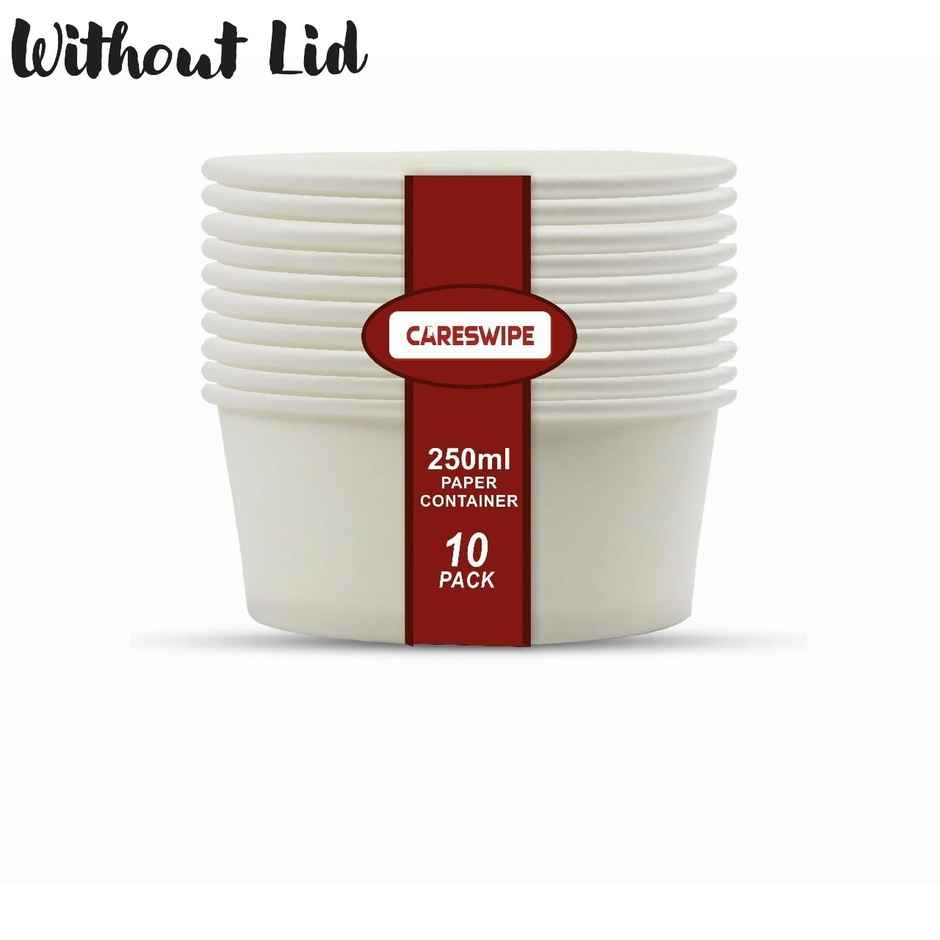 Round Disposable Container Box | Without Lid | 250 ml | Pack of 10 | Careswipe