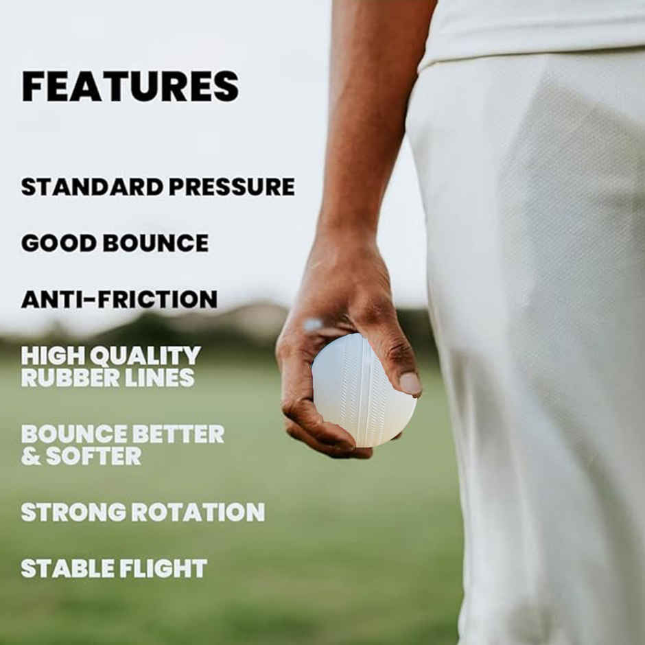 Mayor Cricket Wind Ball For Indoor & Outdoor Street Cricket Rubber Ball (White)