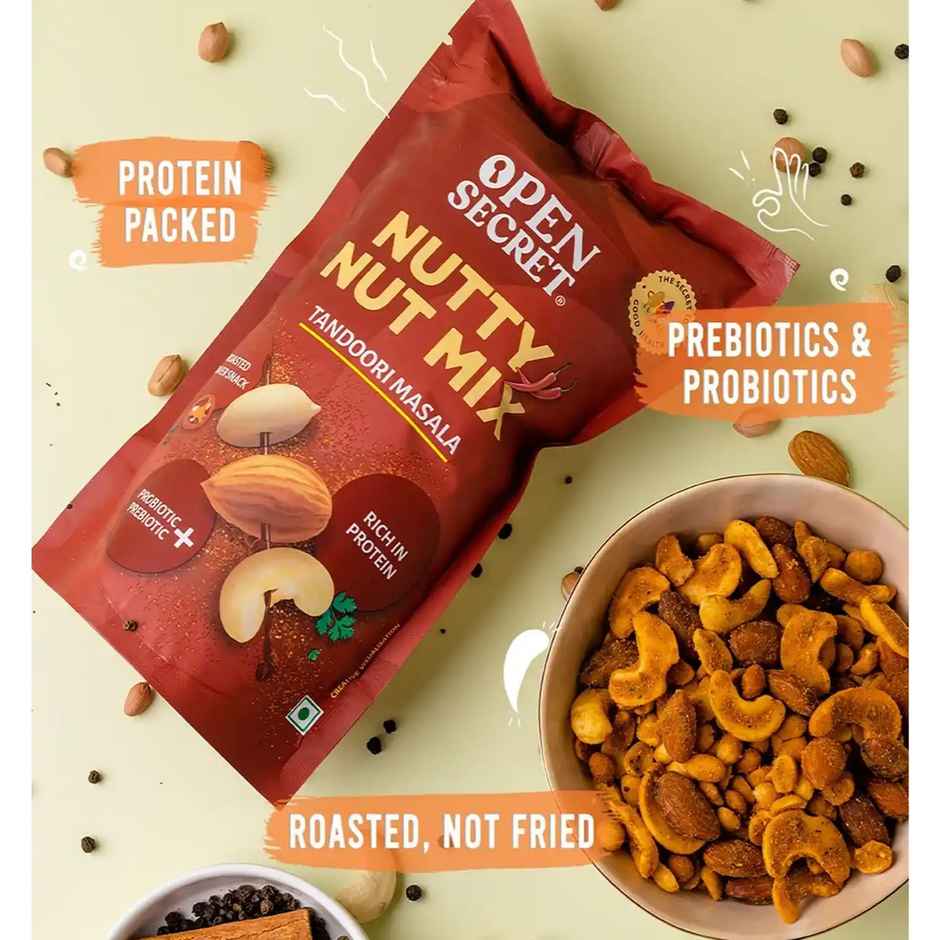 Open Secret Rakhi Chocolate and Dry Fruits Hamper for sister- Rakshabandhan Gift box, 4 cookies, 1 brownie, 2 flavoured nuts