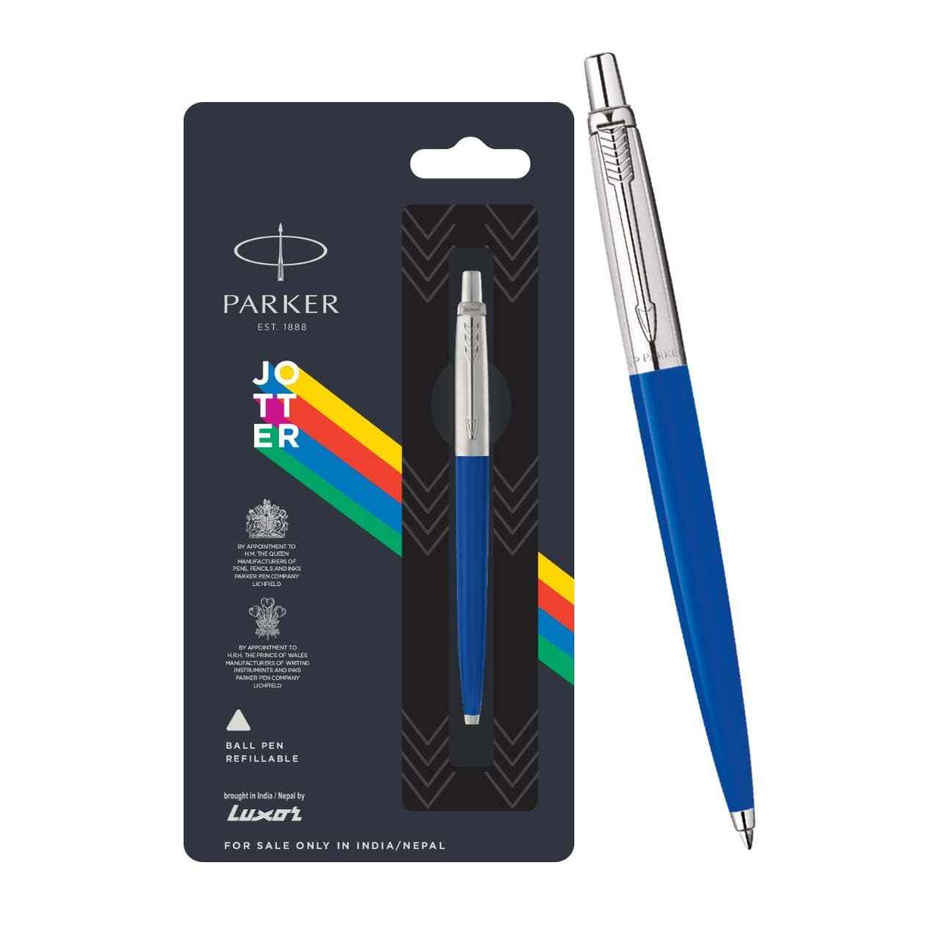 Parker Jotter Standard Chrome Trim Blue Ball Pen | Blue Ink | Gift for Teacher
