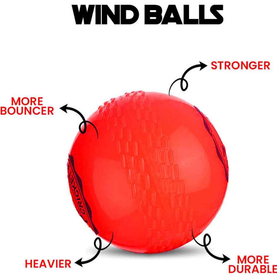 Mayor Cricket Wind Ball For Indoor & Outdoor Street Cricket Rubber Ball (Red)