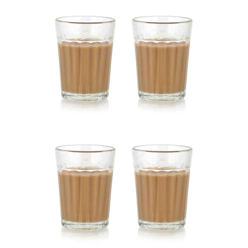 SAFFRON Cutting Tea Glass Chai Cup Set Morning Chai Glasses Set | 100 ml