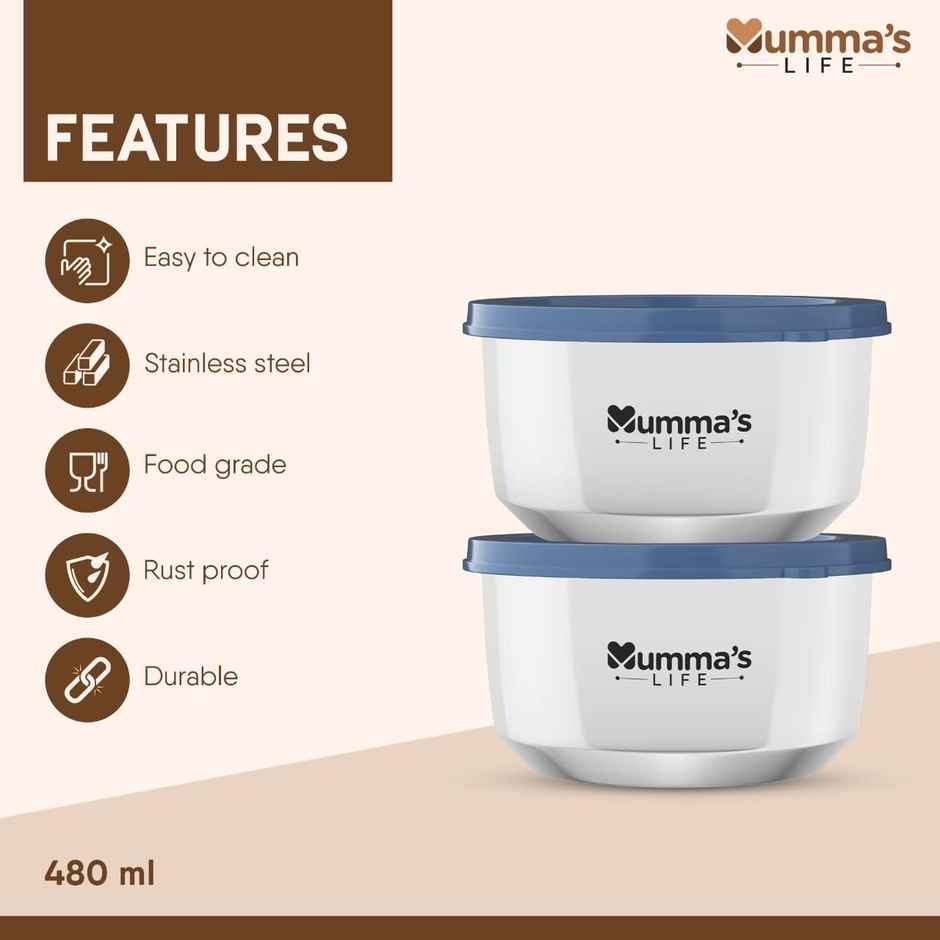 Mumma s Life Insulated Lunch Box 2 Containers with Lid | 660 ml | Grey