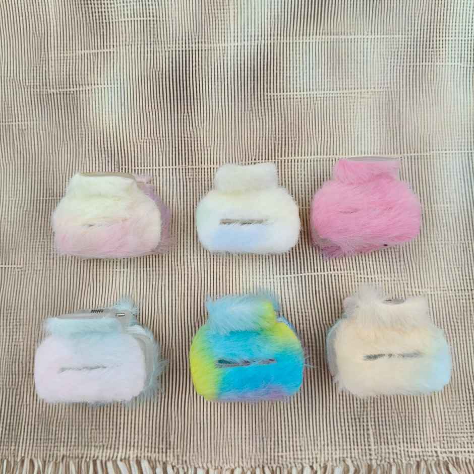 The Opal Factory Hair Accessories | Faux Fur/Plush Claw Clips | Pack of 6
