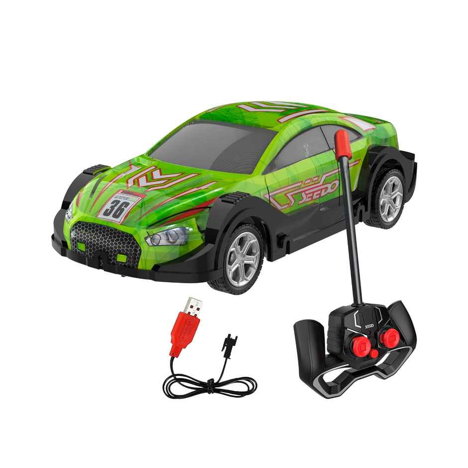 SEEDO Remote Control Car 1:24 , 27 MHz, USB Rechargeable, Fast Speed Dazzling Car | Green