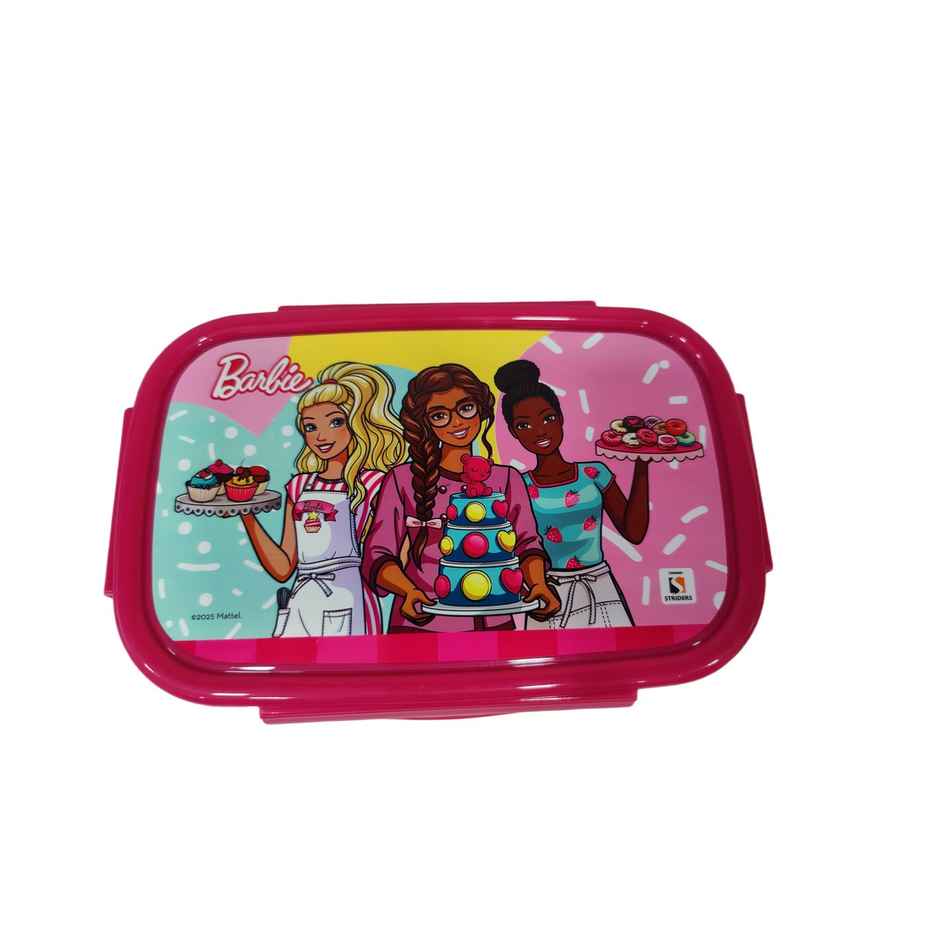 Striders Barbie Single Compartment Lunch Box With Cutlerys Multicolor | 310 ml