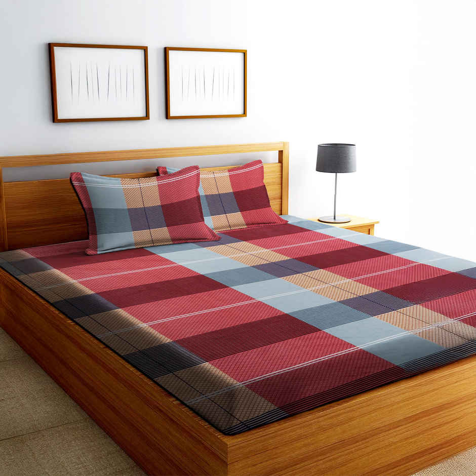 Dream Living Microfiber | 135 Gsm Double Bedsheet With 2 Pillow Covers | Red