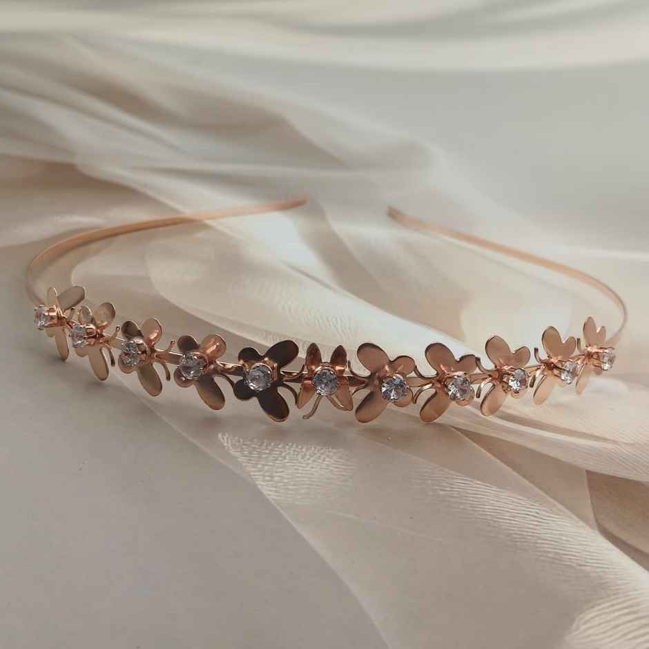 The Opal Factory Hair Accessories | Butterfly Diamante Hair Band for Girls - Rosegold