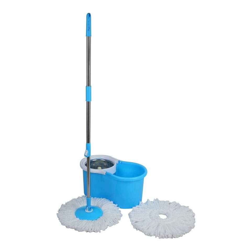 Esquire Elegant Blue 360 Spin Steel Bowl Bucket Mop Set With an Additional Refill - Color Blue