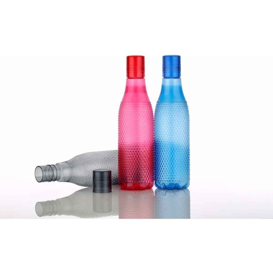 2Mech Plastic Stylish Bubble Design Water Bottle | Black, Blue, and Pink | 1 L