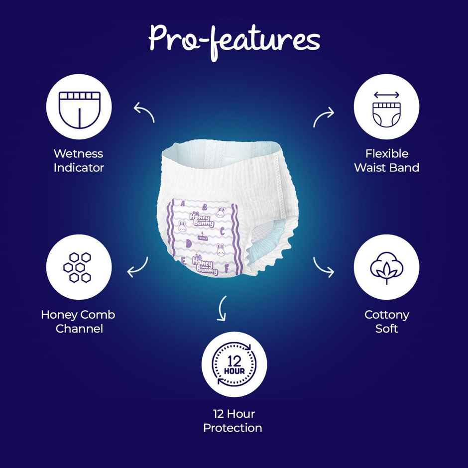 Honey Bunny Super Soft Dry Plus Pant Style Diaper | M | 72 pcs