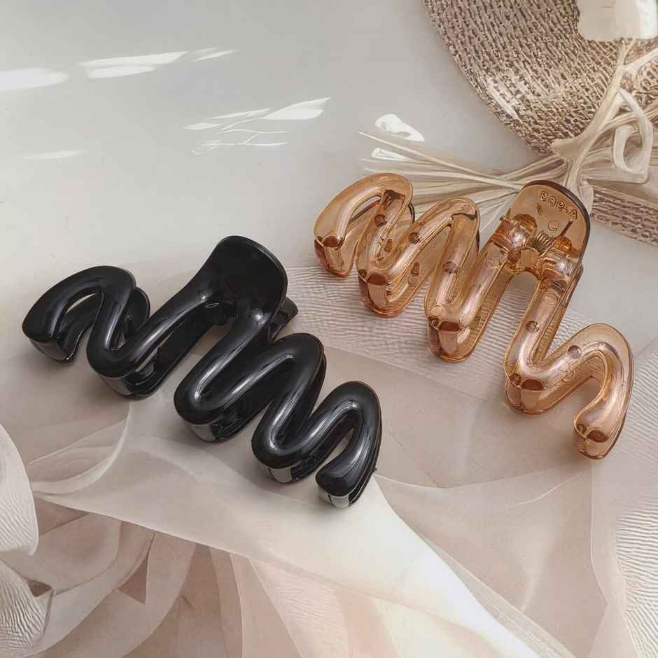 Zig Zag Claw Clip Mediumfor Girls and Women - Black and Brown