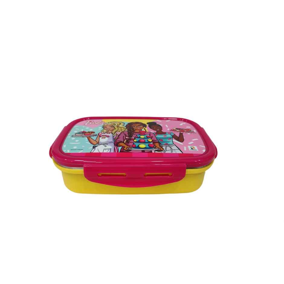 Striders Barbie Single Compartment Lunch Box With Cutlerys Multicolor | 310 ml
