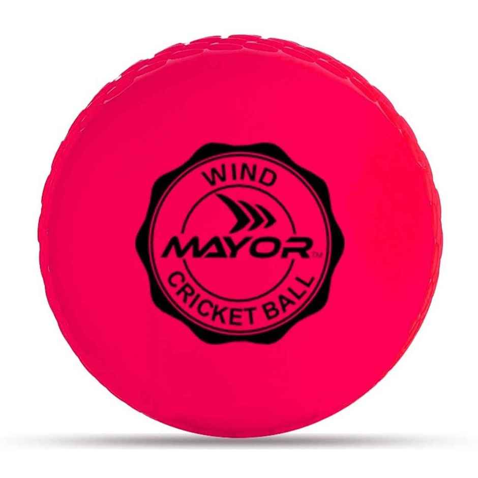 Mayor Cricket Wind Ball For Indoor & Outdoor Street Cricket Rubber Ball (Pink)