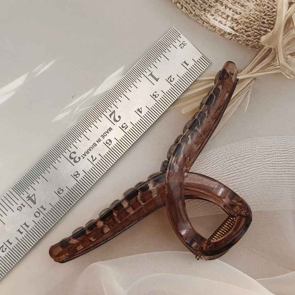 The Opal Factory Hair Accessories | Large R Nonslip Hair Jaw Clip | Brown & White Translucent