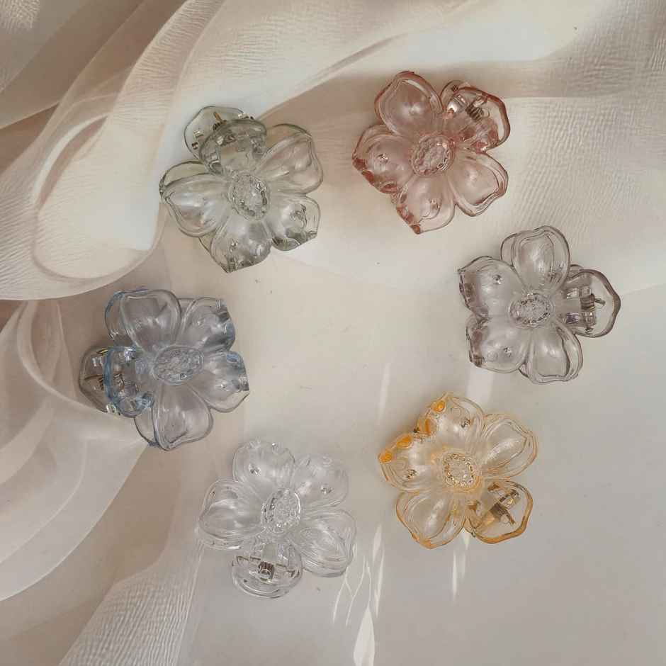The Opal Factory Hair Accessories | Transparent Clips | Pack of 6 | Translucent Multicolor