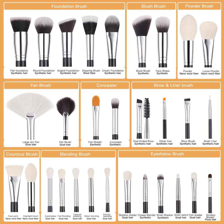 Bronson Porfessional 30 Pcs Brush Set for Face & Eye Luxury Makeup Tool Soft Bristles