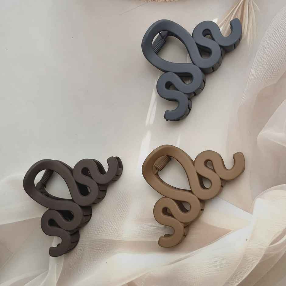 The Opal Factory Hair Accessories | Wavy Hair Claw Clips | Grey Khaki Brown