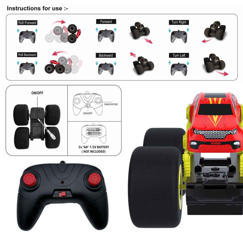 SEEDO Remote Control Car 1:16 , 2.4 GHz ,USB Rechargeable, Fast Speed Super Sonic Stunt Car | Red