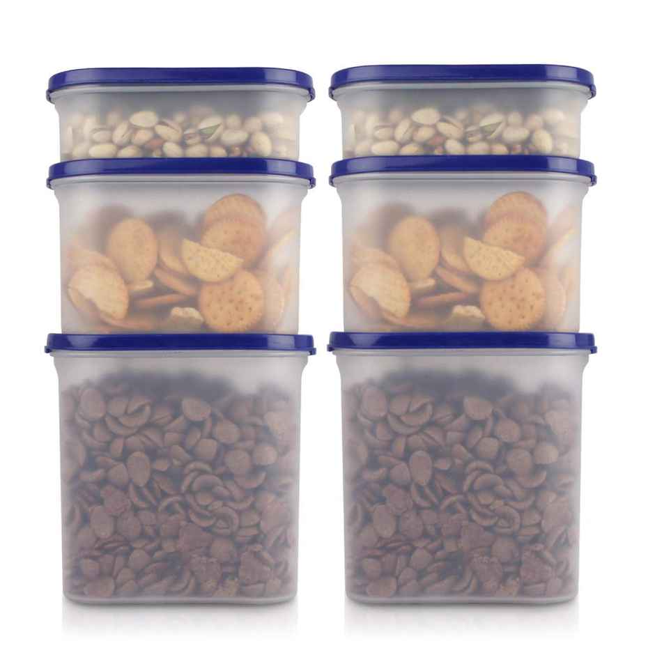 Cutting EDGE Plastic Modular Storage Containers |Set of 6 |525ml x2 |1200ml x2 |1800ml x2 |Dark Blue