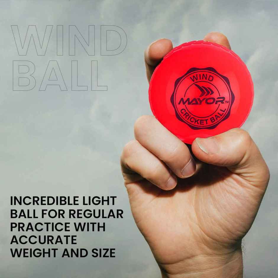 Mayor Cricket Wind Ball For Indoor & Outdoor Street Cricket Rubber Ball (Red)