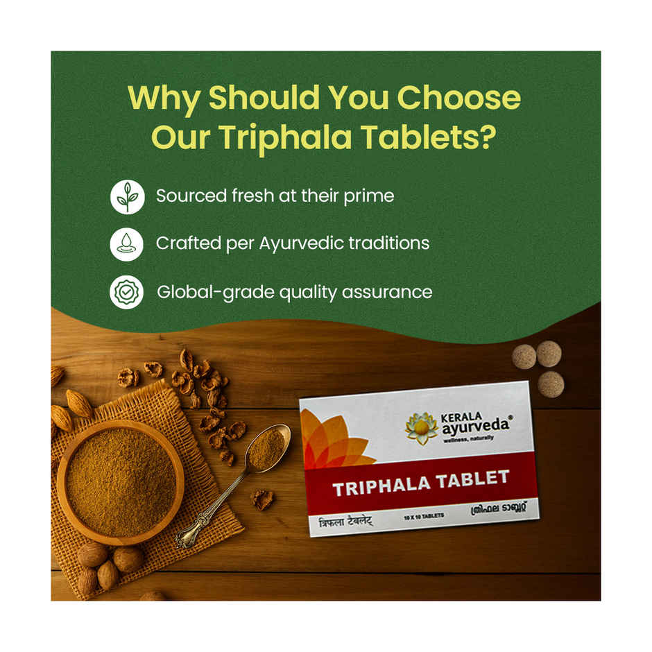 Kerala Ayurveda Triphala Tablets | Ayurvedic Gut Health & Constipation Relief | Supports Digestion