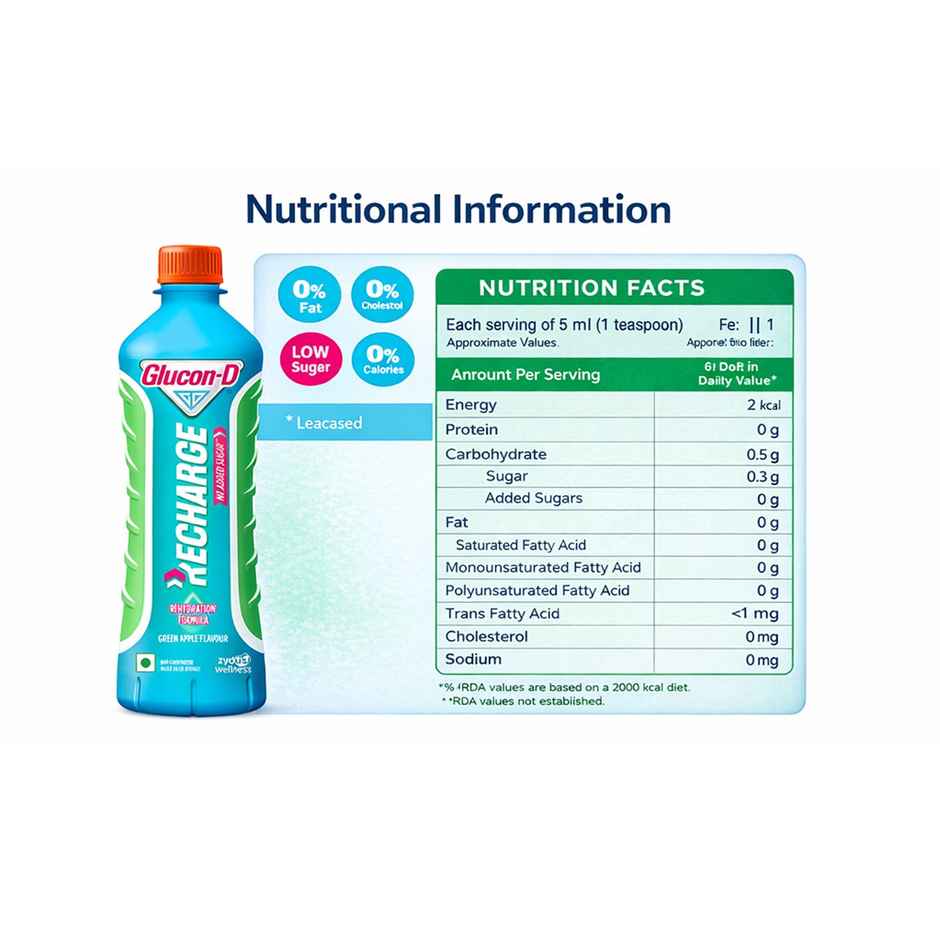 Glucon-D Recharge Instant Energy Drink | Green Apple