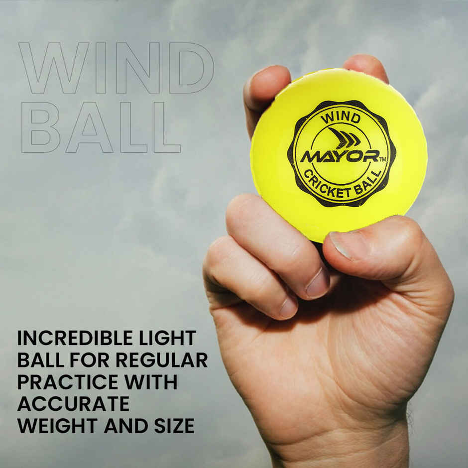 Mayor Cricket Wind Ball For Indoor & Outdoor Street Cricket Rubber Ball (Lime Green)