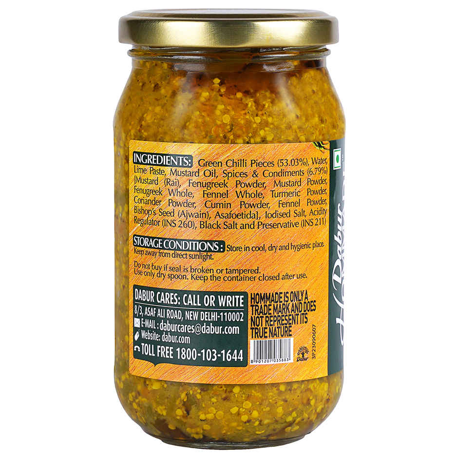 Dabur Hommade Green Chilli Pickle Bottle