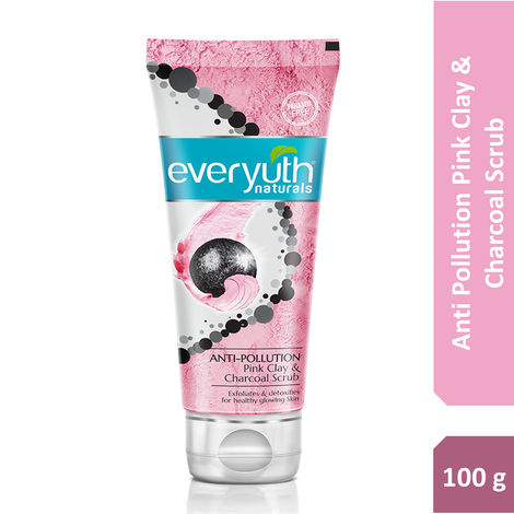 Everyuth Naturals Anti Pollution Pink Clay & Charcoal Scrub | For all skin types (Oily/ Dry)