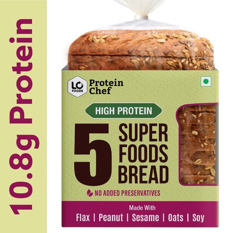 Protein Chef 5 Super Foods Multigrain Brown Bread (Zero Maida, High Protein) Made with MP Sharbati