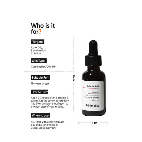 Minimalist Salicylic Acid 2% For Acne Backheads And Oil Control Serum For Men & Women