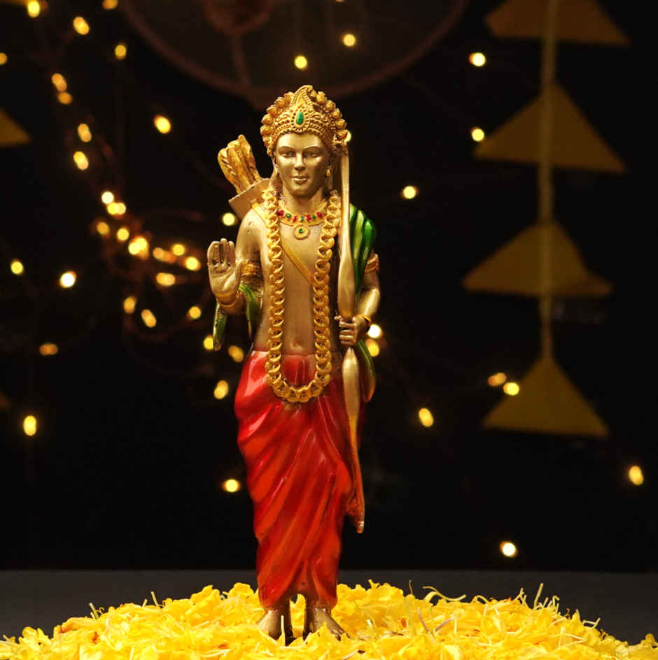 Antique Gold Ram Idol Resin 8 inch by ServDharm | ServDharm