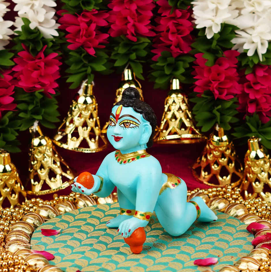 Kanha Blue Laddu Gopal Resin Idol | 4.5 Inch | ServDharm